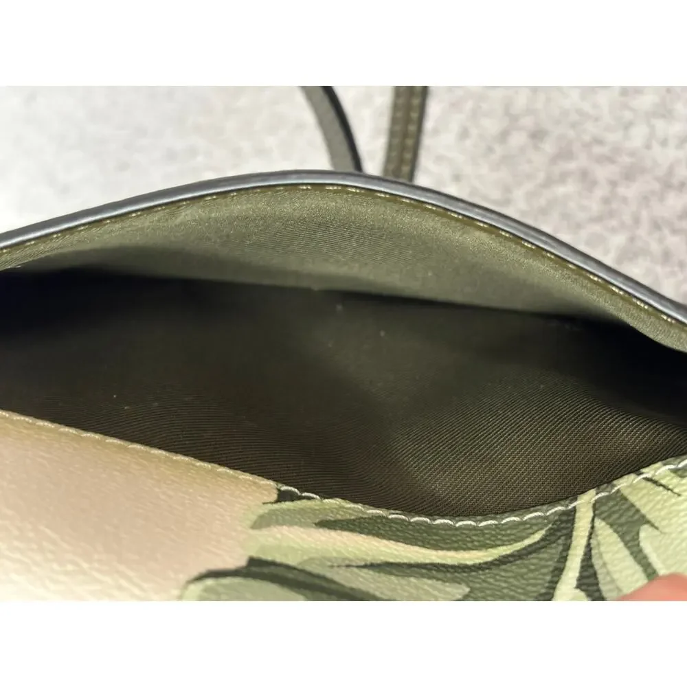 Coach Anna Foldover Green Banana Leaf Leather Crossbody Purse #72029 - Picture 10 of 12